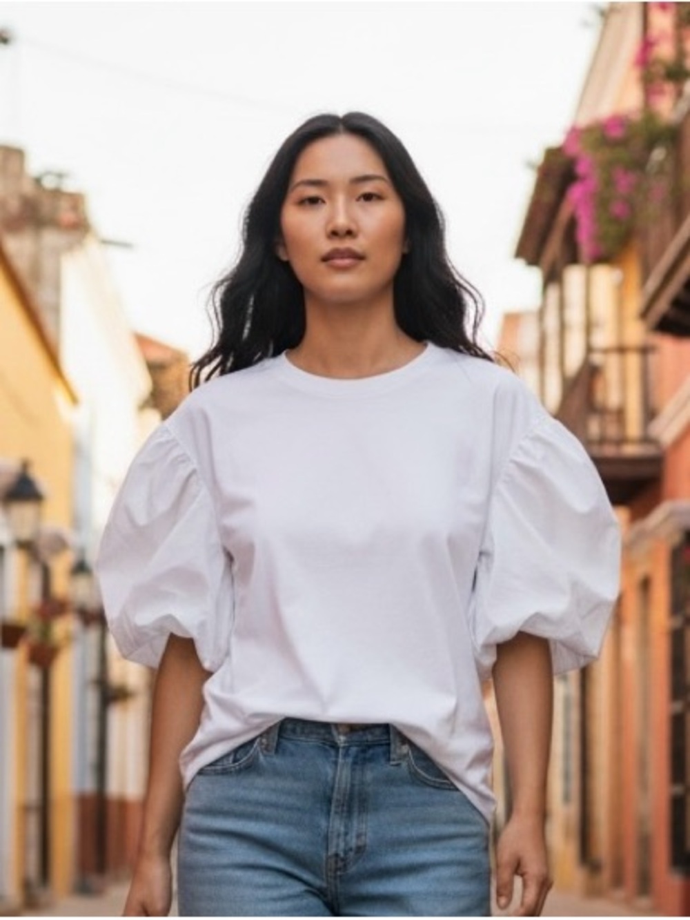 Nation LTD New White Puff Sleeve Tee